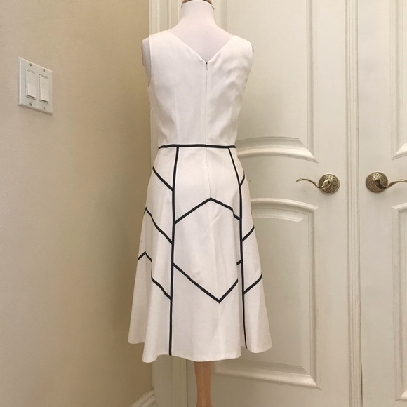 Yves Cossette  White / black trim cotton dress - Picture 3 of 5